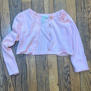 Janie and Jack Pink Sweater with Delicate Floral Detail